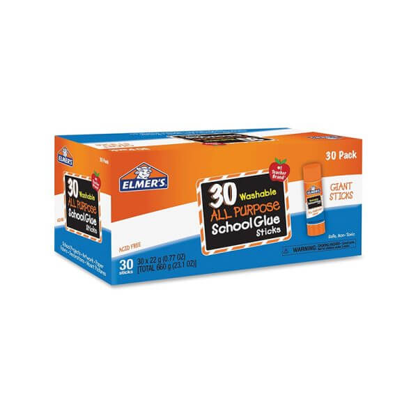 Elmer's All Purpose School Glue Sticks, Washable, 22 Grams, 30 Count