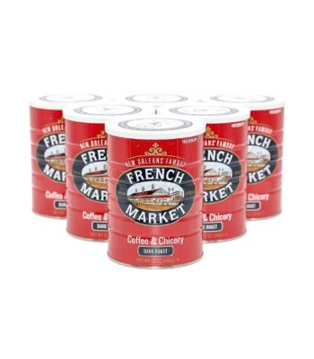 French Market Coffee, Coffee and Chicory, Dark Roast Ground Coffee, 12 Ounce Metal Can