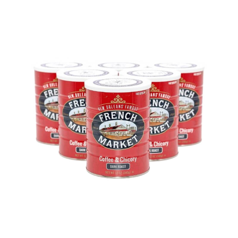 French Market Coffee, Coffee and Chicory, Dark Roast Ground Coffee, 12 Ounce Metal Can