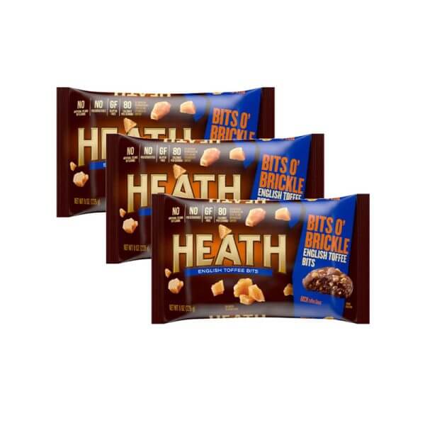 Heath Bits O' Brickle Gluten-Free Rich English Toffee Bits for Baking, Toppings - 3 Pck (24 oz)