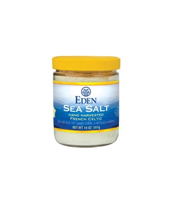 Eden Sea Salt, Hand Harvested French Celtic, Stone Ground (Fine), Trace Minerals, Unrefined, Glass Jar, 14 oz