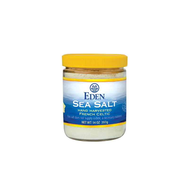 Eden Sea Salt, Hand Harvested French Celtic, Stone Ground (Fine), Trace Minerals, Unrefined, Glass Jar, 14 oz