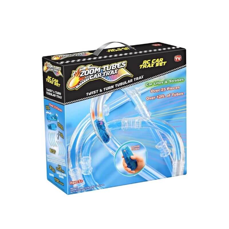 Set - 25 Piece RC Kit with Blue Racer & Over 12ft of Tubes, As Seen on TV, Amazing Lite Up Trax, Customizable Non-Stop Racing Fun
